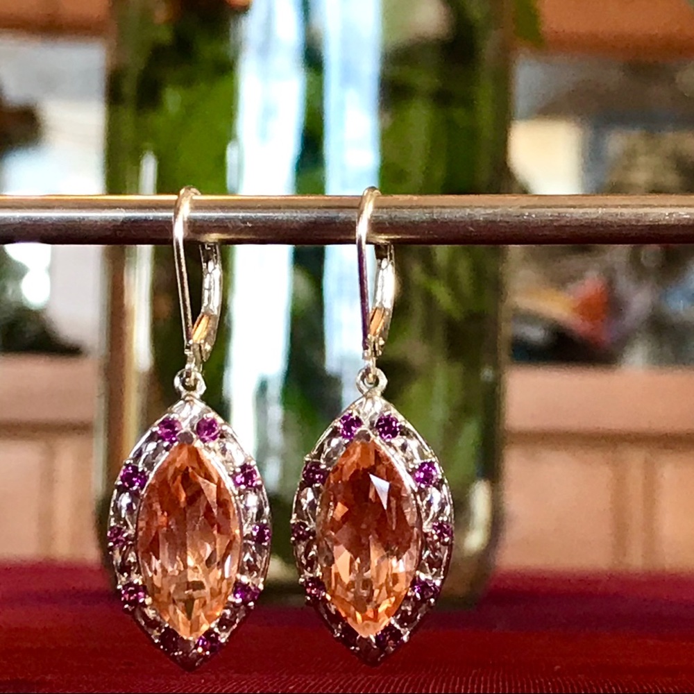 Morganique Quartz & Garnets Lever-Back Earrings